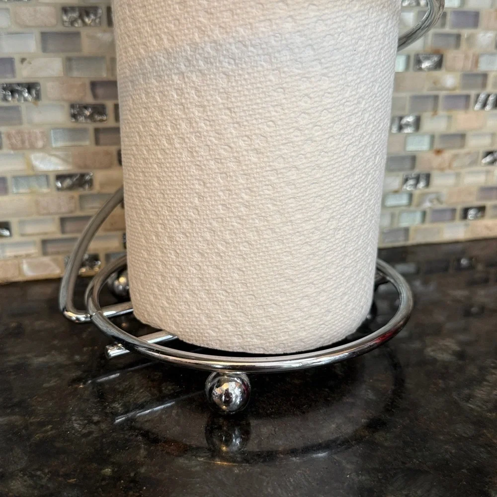 Silver Stainless Steel Countertop Paper Towel Holder